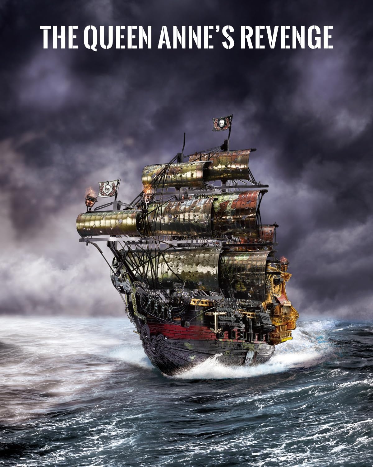 Piececool Metal 3D Puzzle Queen Anne's Revenge Pirate Ship Model Kits for Adults, Interactive Difficult DIY Building Model, Desk Decor Christmas Birthday Gifts for Adult Men Teens 14+