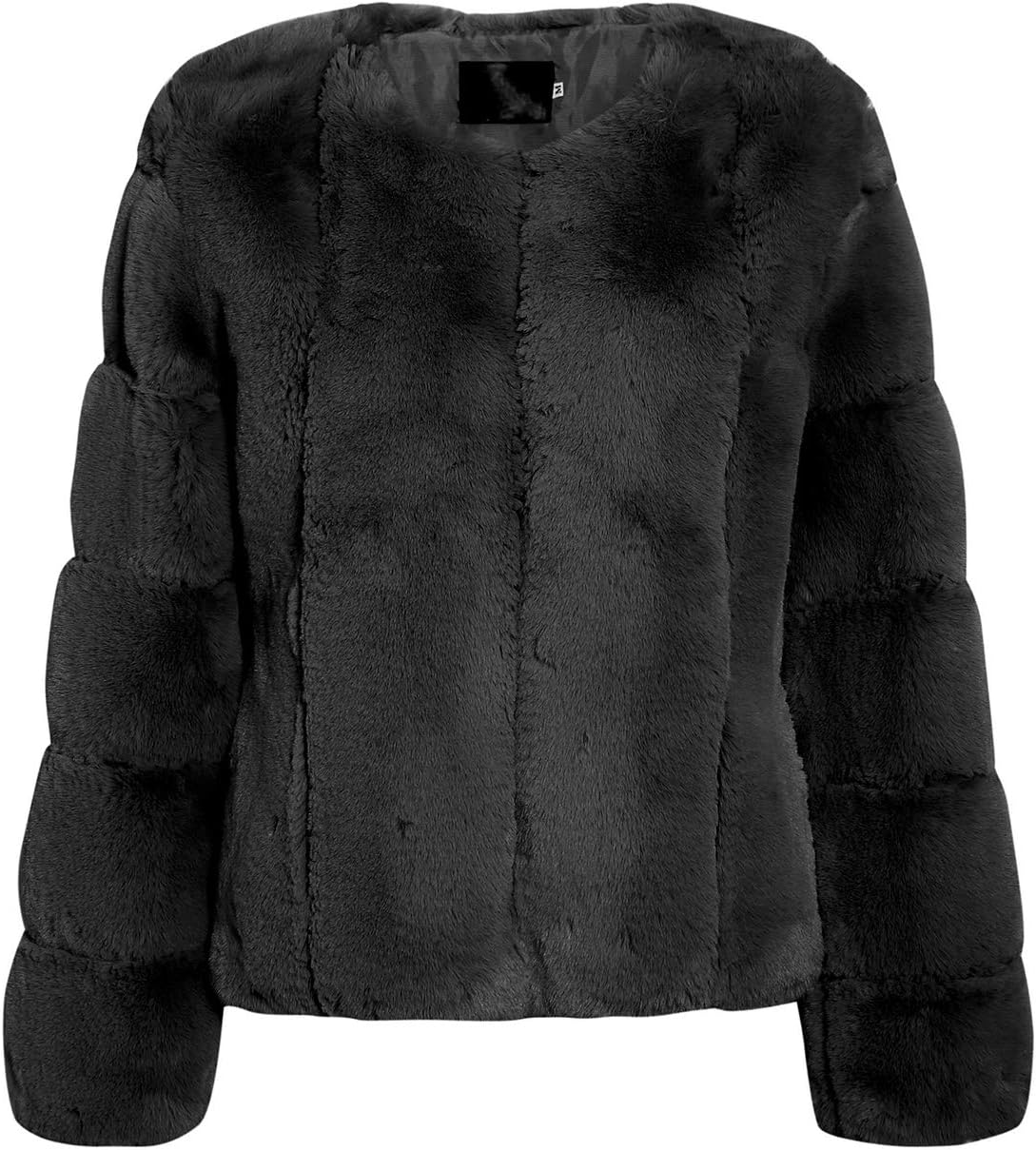 BerryGo Women's Long Sleeve Open Front Fuzzy Faux Fur Coat - Image 4