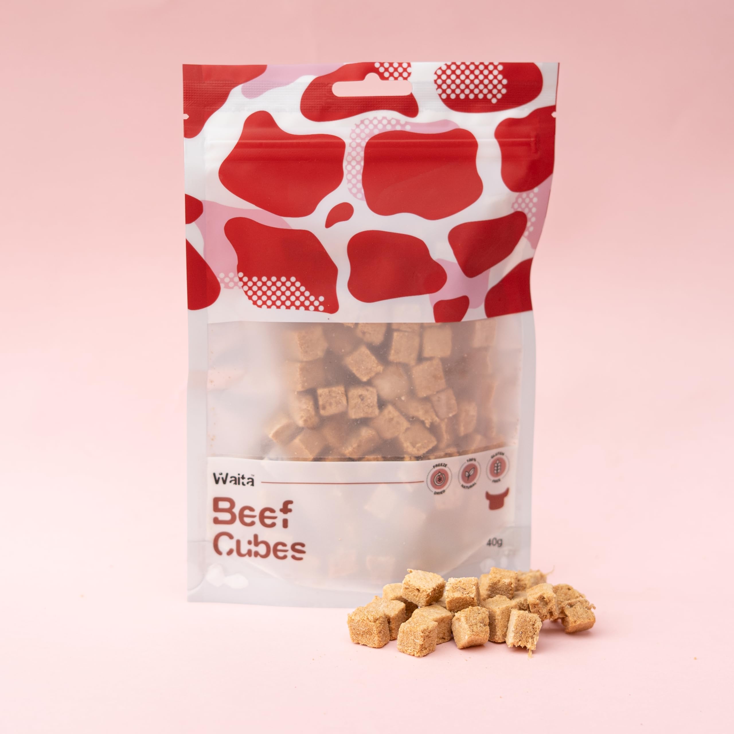 Waita Freeze Dried Beef Cubes Dog Treats & Cat Treats 3 x 40g | 100% Beef | High Protein Natural Grain Free Treats | Single Ingredient Training Rewards