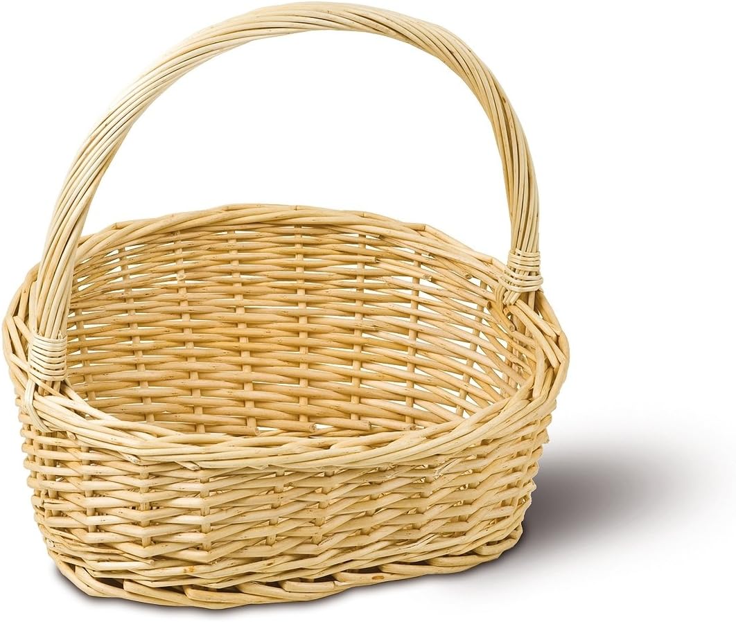Adam Schmidt Gift Basket Oval White/Light Brown, Depth 35 cm Width 30 cm x Height 11/35 cm, Weiß/Natur, T 40cm x B 35cm x H 13/39cm