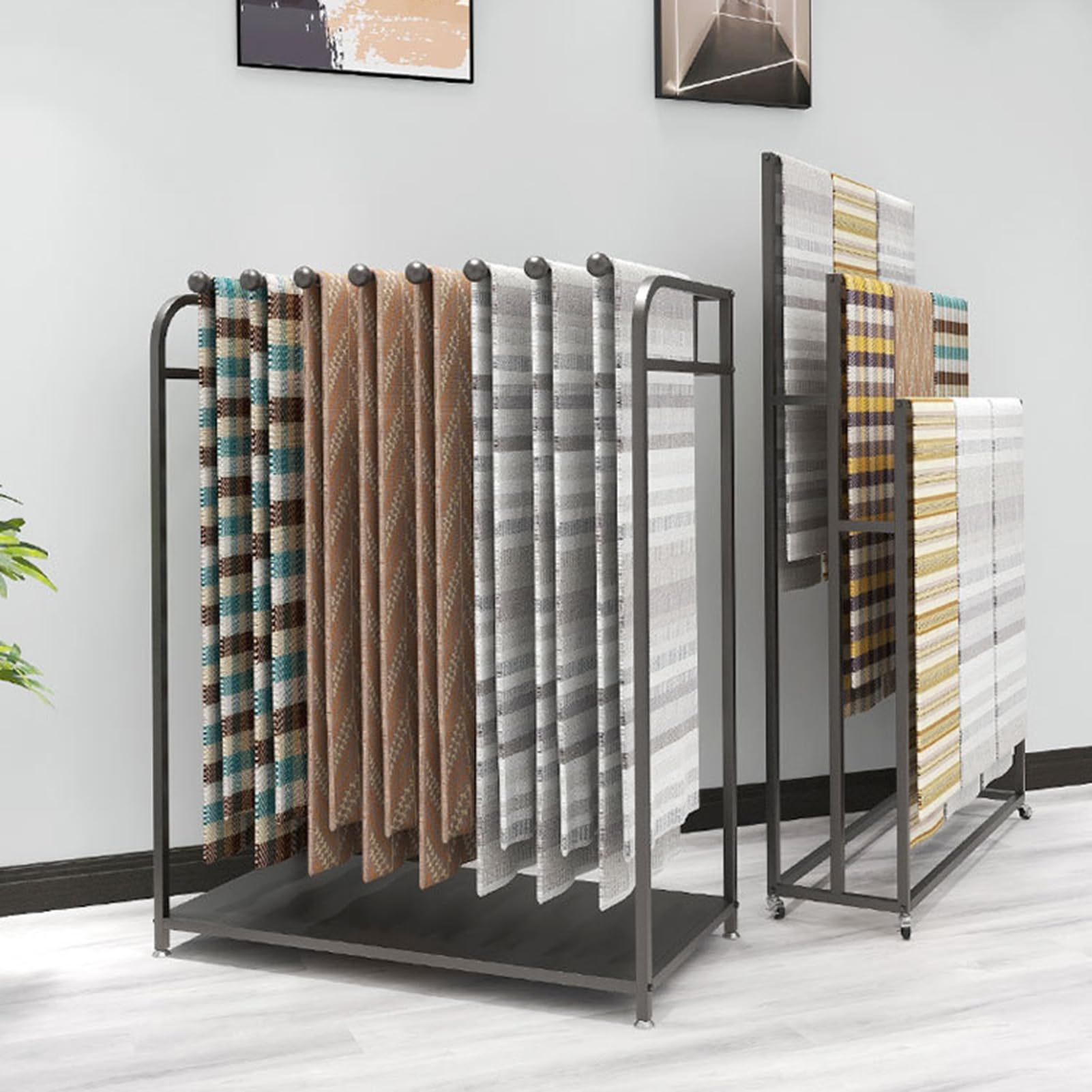 Freistehender Schalständer Aus Metall, Kommerzieller Hijab-Seidenschal-Hose-Krawattengürtel-Handtuchständer, Schal-Organizer Für Einzelhandelsboutiquen, Kleider（Black-120X60X150Cm）