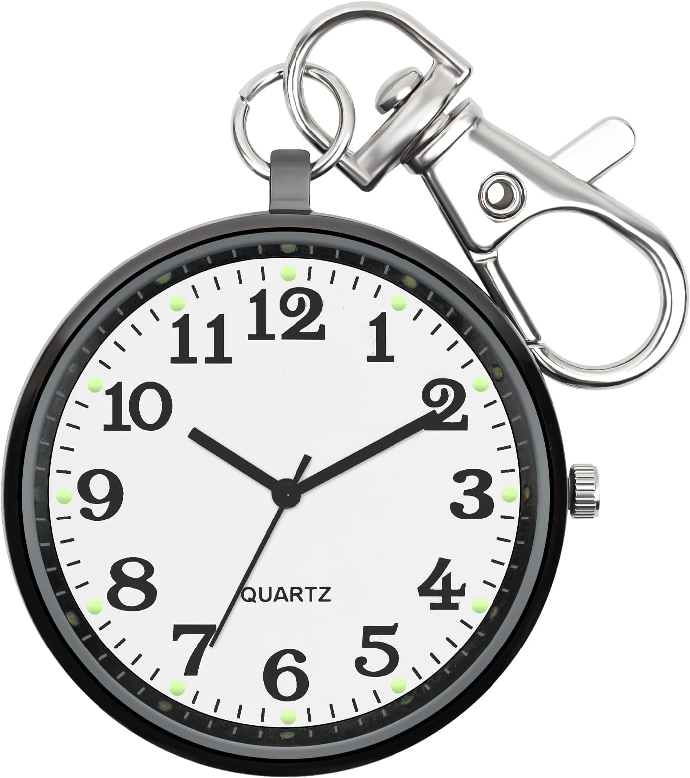 Minimalist Ultra Thin Open Face Quartz Pocket Watch with Key Buckle Unisex Portable Unisex Pocket Watch