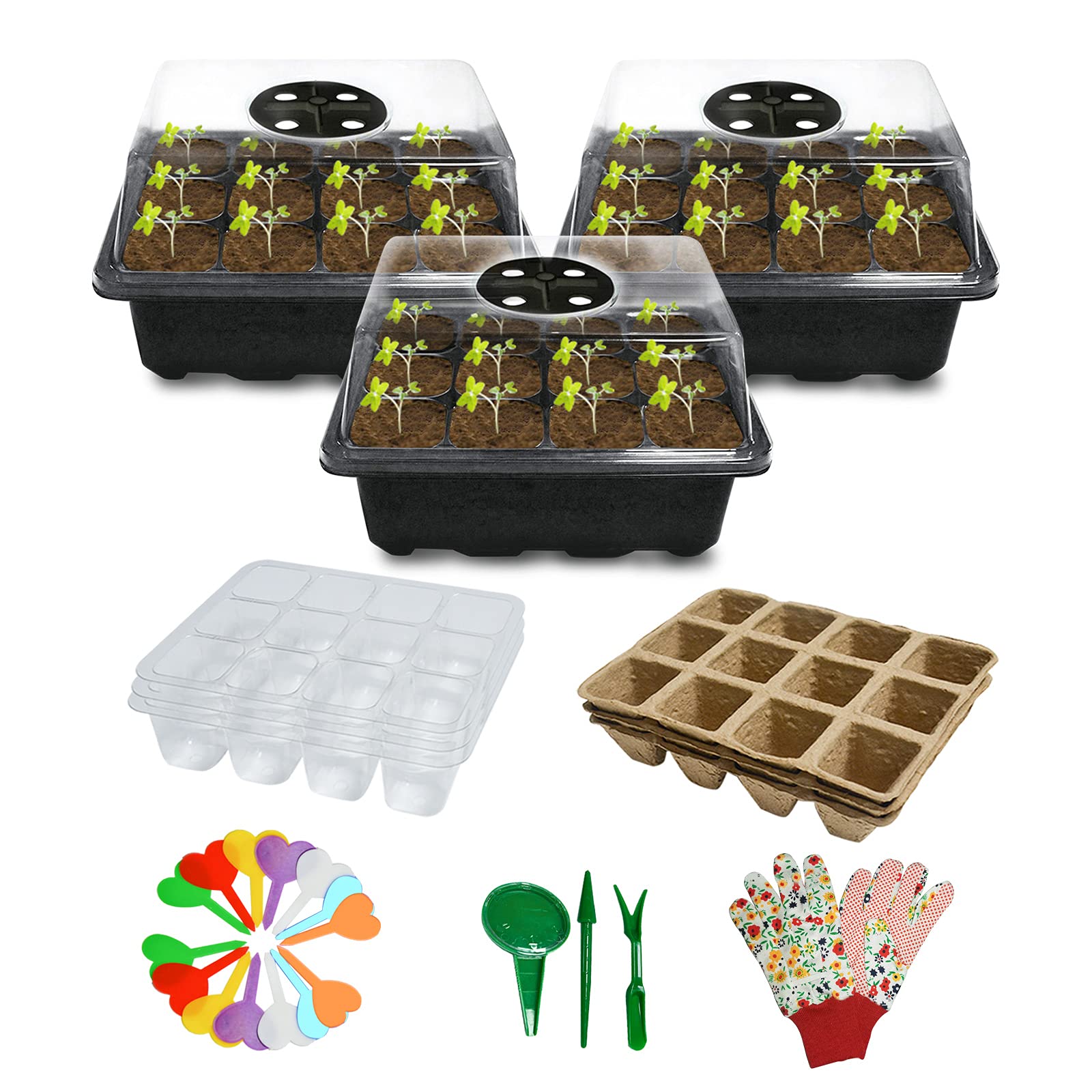 Buy 5 Pack Seed Starter Tray, FiveHome Seed Starter Kit with 60 Cell