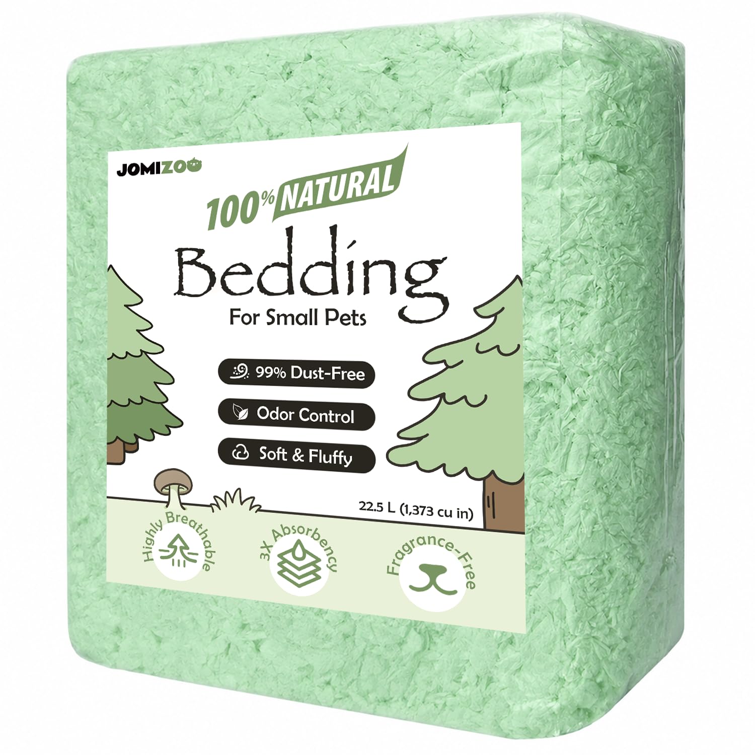 JOMIZOO Hamster Bedding 22L, 99% Dust-Free, Soft, Odor Control, Meadow Green