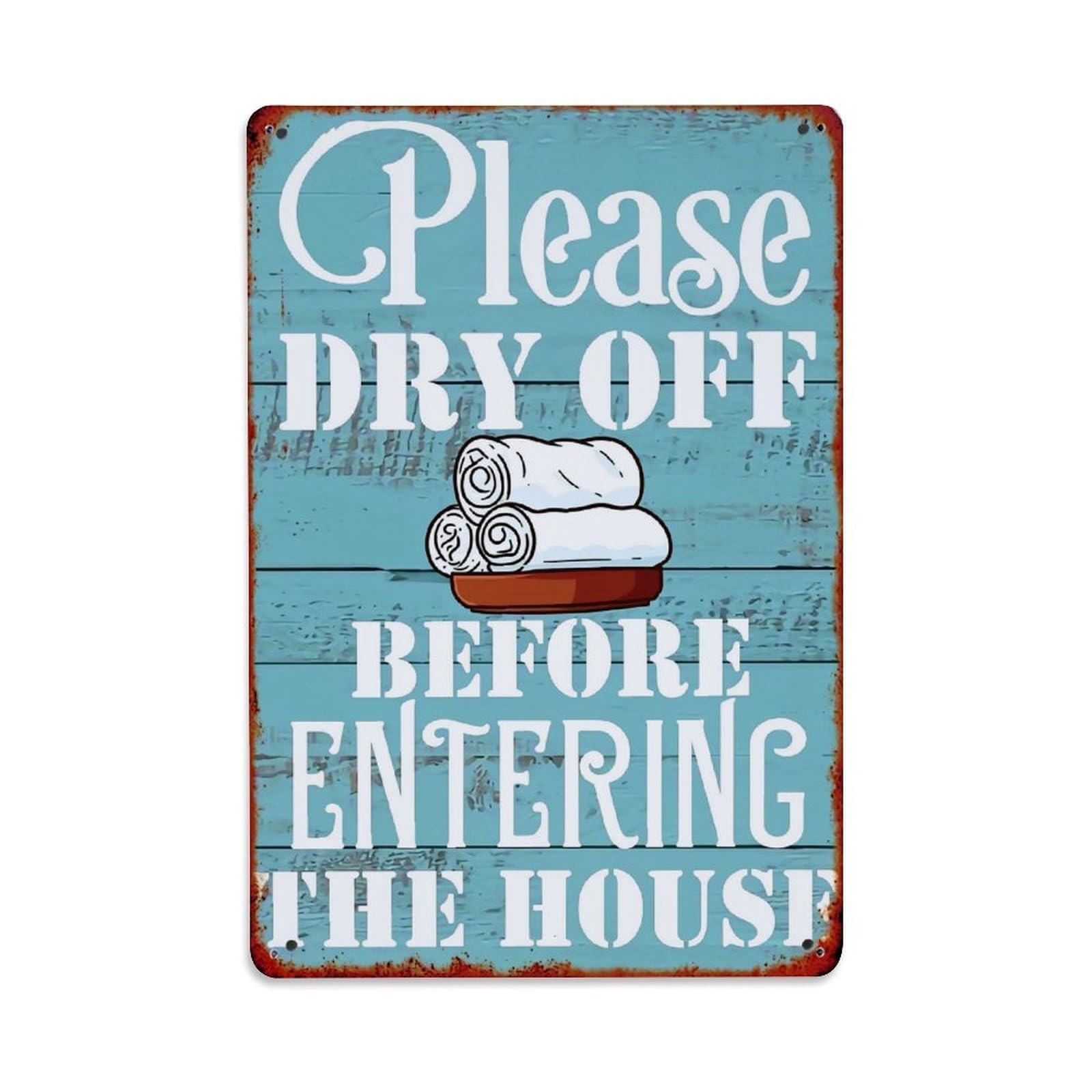 Nestemfo Vintage Please Dry Off Before Entering House Tin Sign Metal Sign, Living Room,Bar, Home, Bedroom Wall Decor,Retro Metal Poster 8X12 Inches