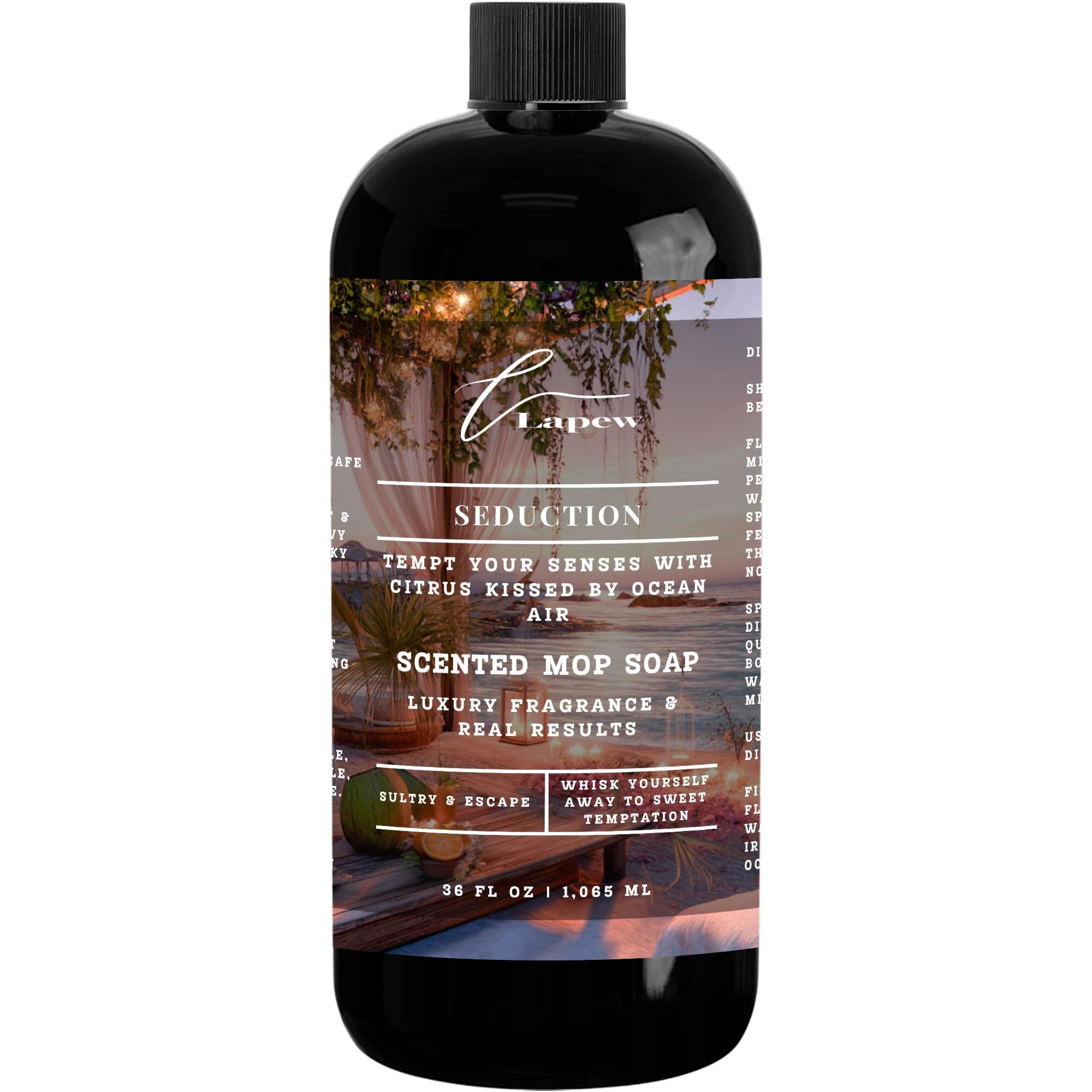 Lapew Seduction Scented Mop Soap Concentrate 36 oz | Premium Fragranced Floor Cleaner | Streak-Free | Hard Floor Cleaning Solution | Eco Friendly |