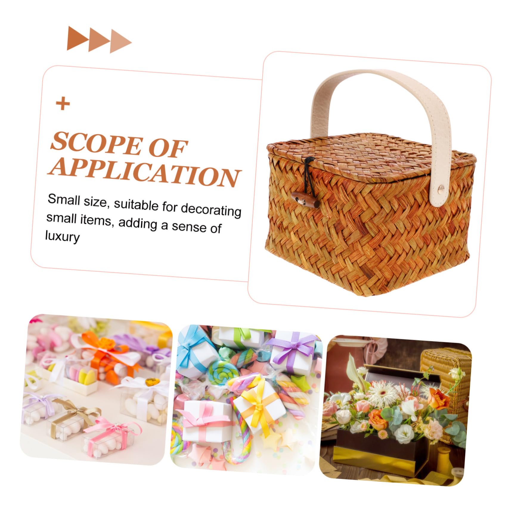 SOLUSTRE Elegant Wicker Box Lid Woven Storage Basket Decorative Basket for Sundries