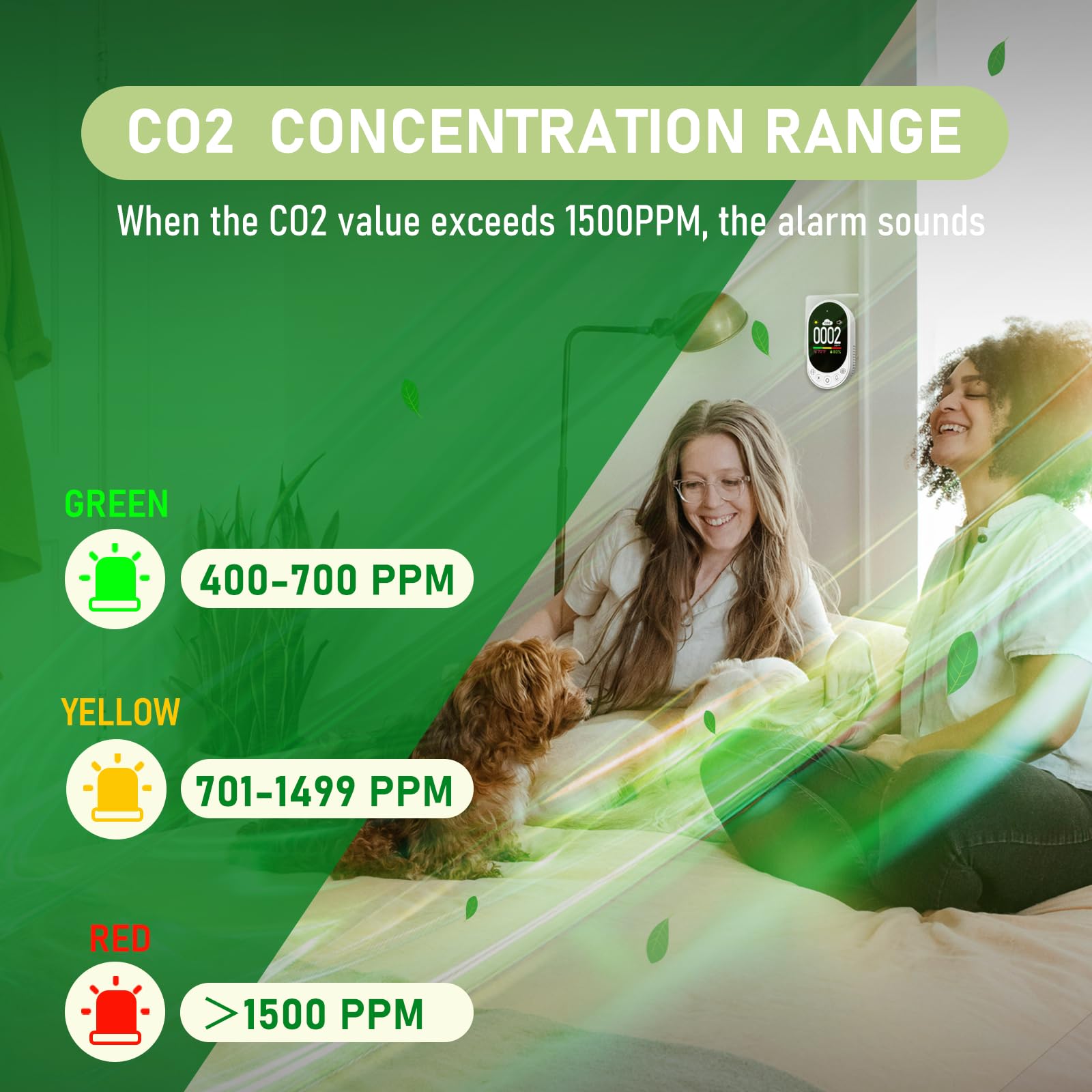 LSENLTY Upgraded CO2 Detector Plug in Wall Design,3 in 1 Air Quality Detector(Temp, Humidity and CO2 Value), High Accuracy Air Quality Monitor with Threshold Reminder and Manual Calibration for Home — Amazon image 8