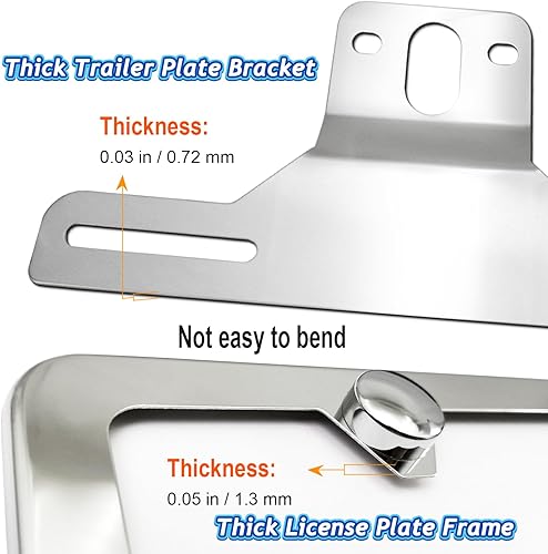 Miniatura 6 de Soporte para matrícula de remolque, soporte de acero inoxidable resistente y marco de placa de automóvil cromado para placas universales para