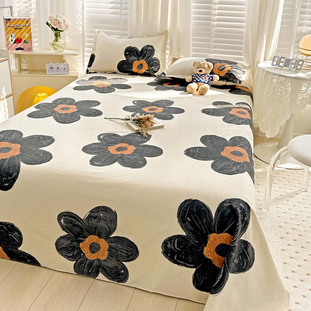 Draps de lit à grande fleur 3D Wellboo parure de lit florale contrastée