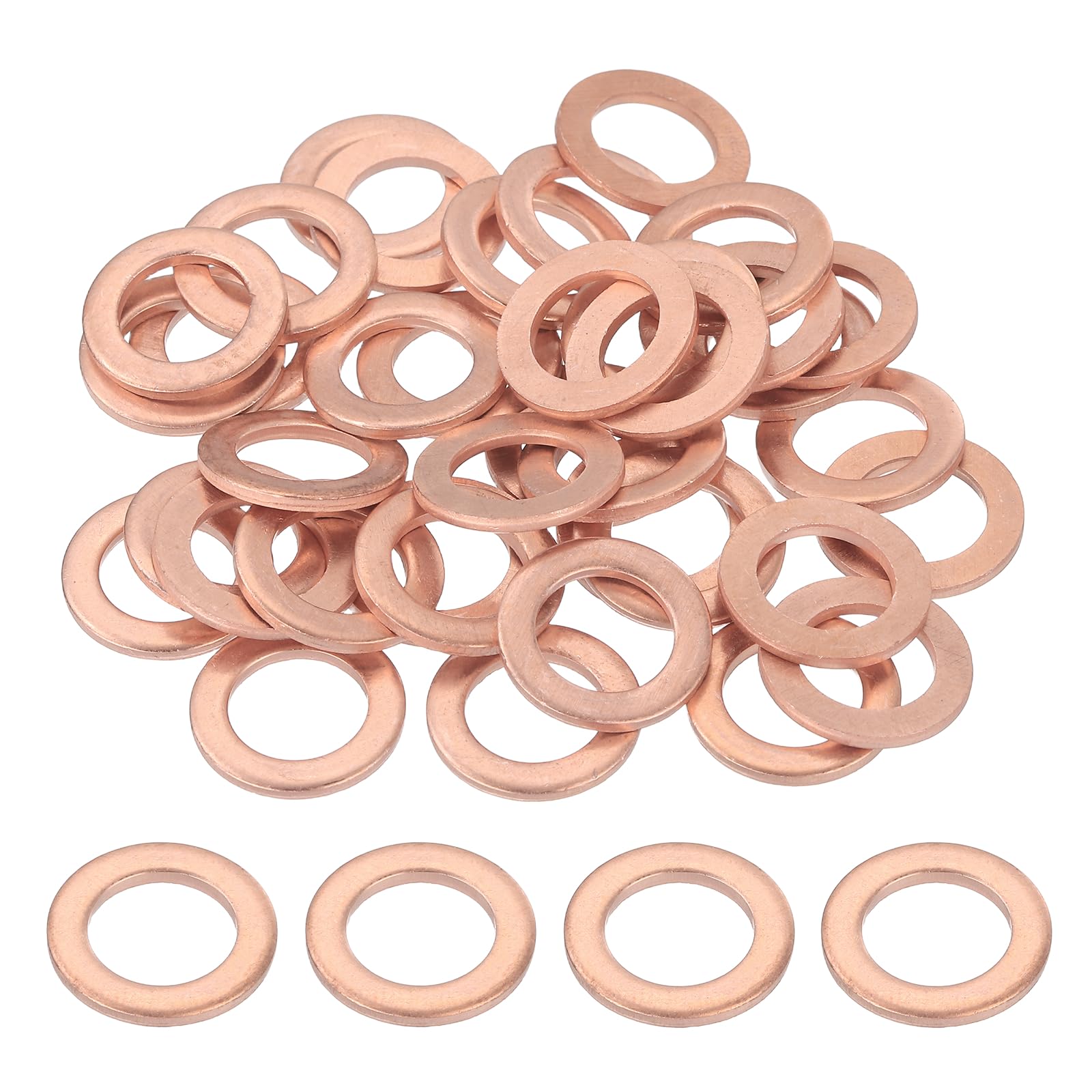 PATIKIL M10 Copper Flat Washers, (16mm OD 1.5mm Thick) (42 Pcs), Sealing Ring Automotive Drain Plug Gaskets Flat Oil Crush Washer Spacers, Suit for - Fasten Screws/Faucets โ image 1