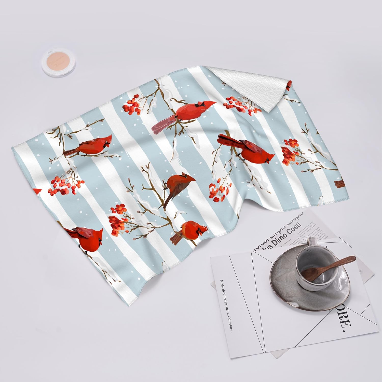 Winter Birds Cardinal Christmas Decor Kitchen Towels Decorative Set Soft Absorbent Hand Towels for Kitchen Bar Tea Towels Christmas Holiday Decor Gifts 16x24 Inch - Image 5