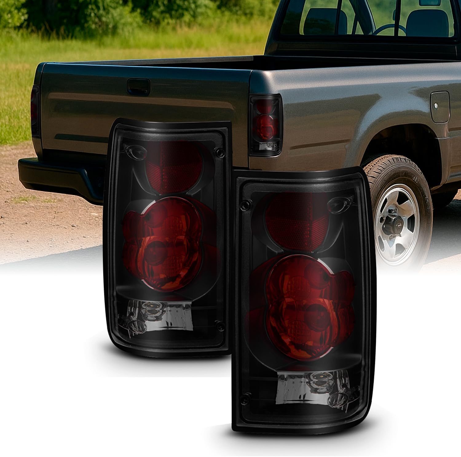 AKKON - For Toyota Pickup Truck 2WD/4WD Red Smoke Rear Tail Lights Brake Lamps Repalcement Pair Left + Right