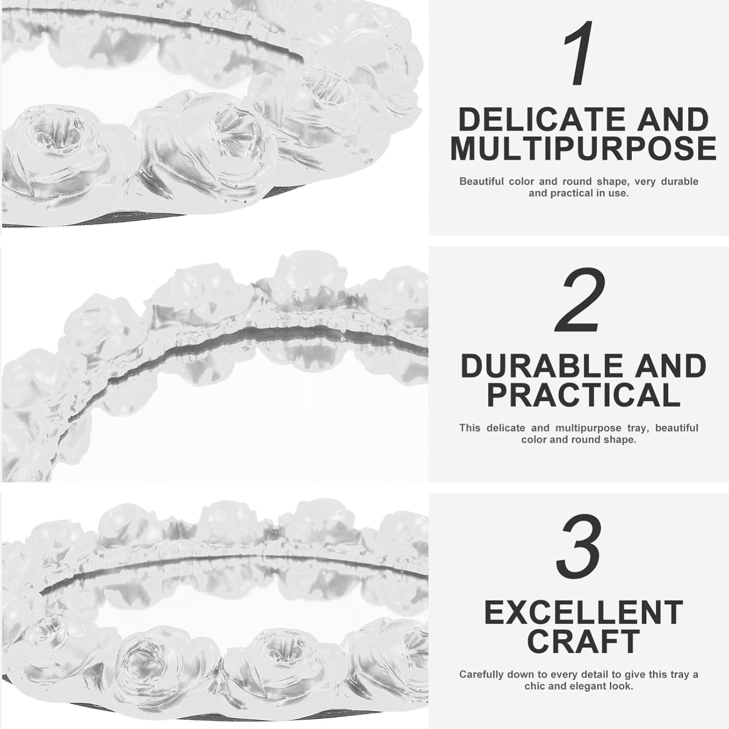 Cabilock Elegant Mirrored Flower Tray Multi-Purpose Decorative Jewelry and Makeup Organizer for Dresser Vanity Bathroom and Bedroom for Weddings and Anniversaries