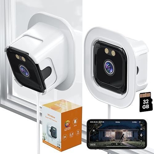 2K Window Camera for Home Security, 2.4G5G WiFi Indoor Camera for Home with 32GB SD Card, AI Full-Color Night Vision & Anti-Glare, AI Motion