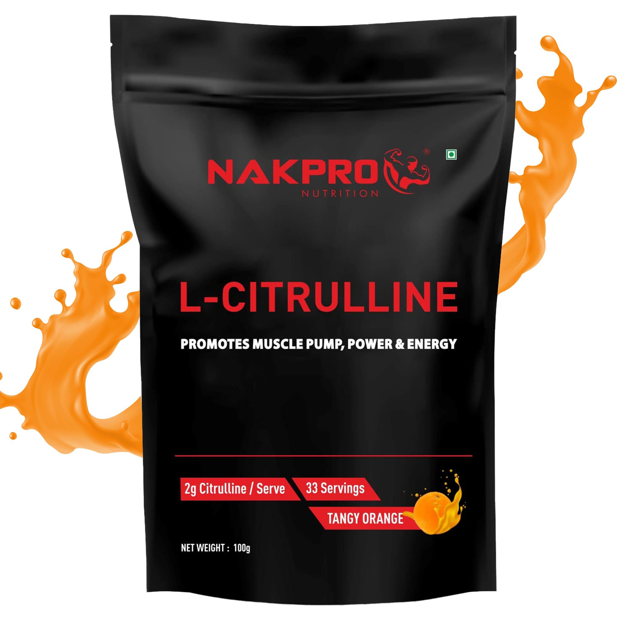 NAKPRO Nutrition Pure L-Citrulline Powder, Boosts Nitric oxide & Muscle growth (Tangy Orange, 100g) (B09XFDHHN3) Amazon Price History, Amazon Price Tracker