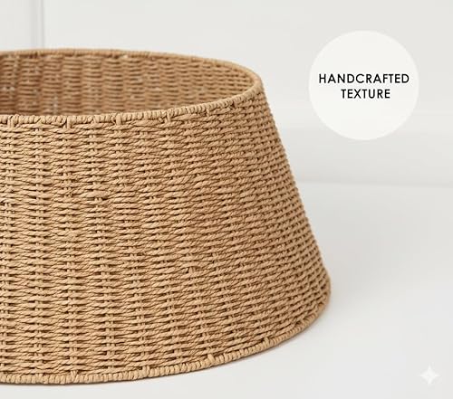 Miniatura 3 de Collar de árbol de Navidad de granja de 27 pulgadas, cesta de árbol, tejido natural, cubierta base para árbol de Navidad, falda de árbol, anillo de