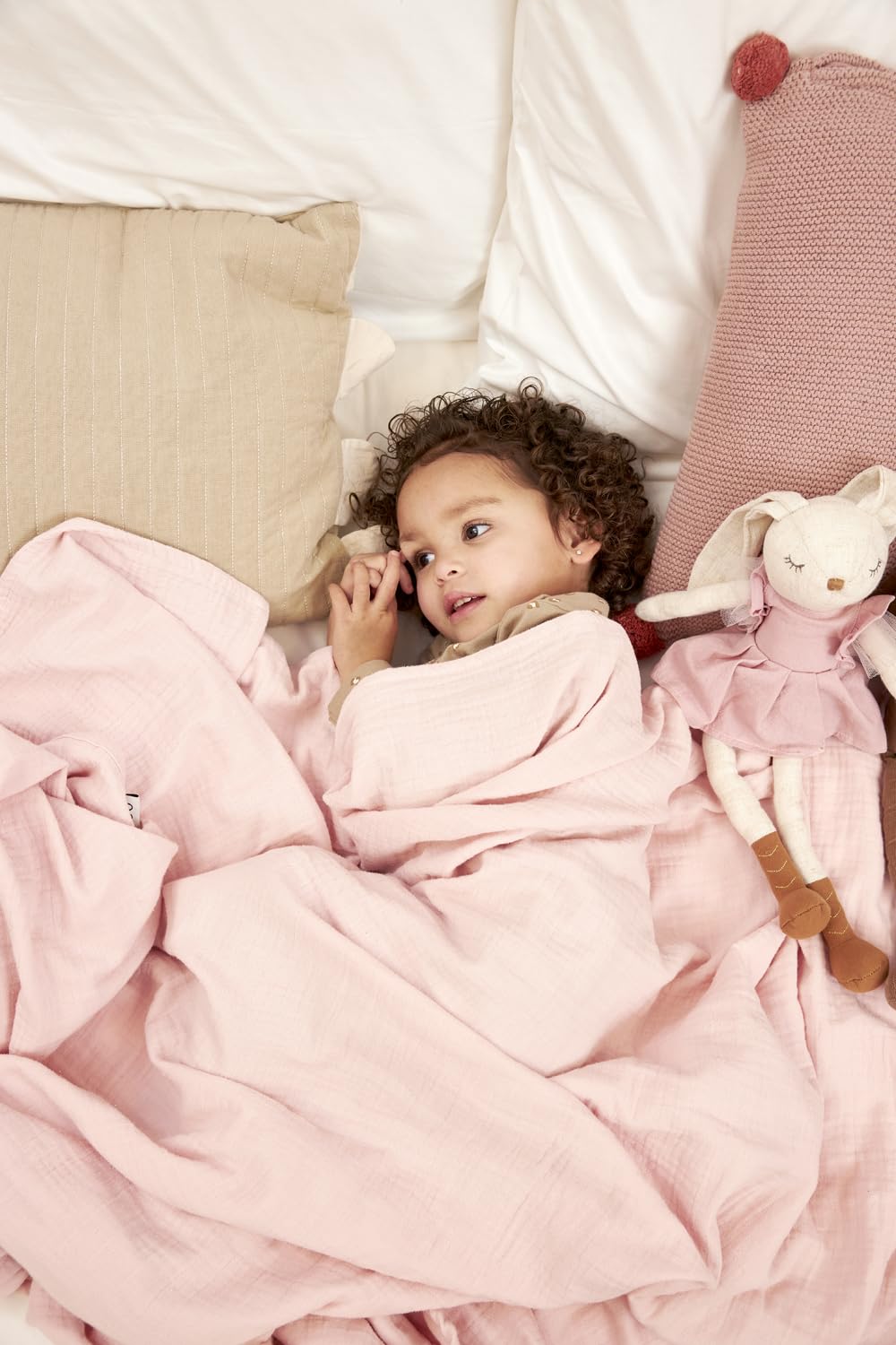 Meyco Home Uni Decke, pre-Washed Musselin (aus 100% vorgewaschener, hydrophiler Baumwolle, absorbiert Feuchtigkeit, atmungsaktives und weiches Material, Größe: 140 x 200 cm), Soft Pink