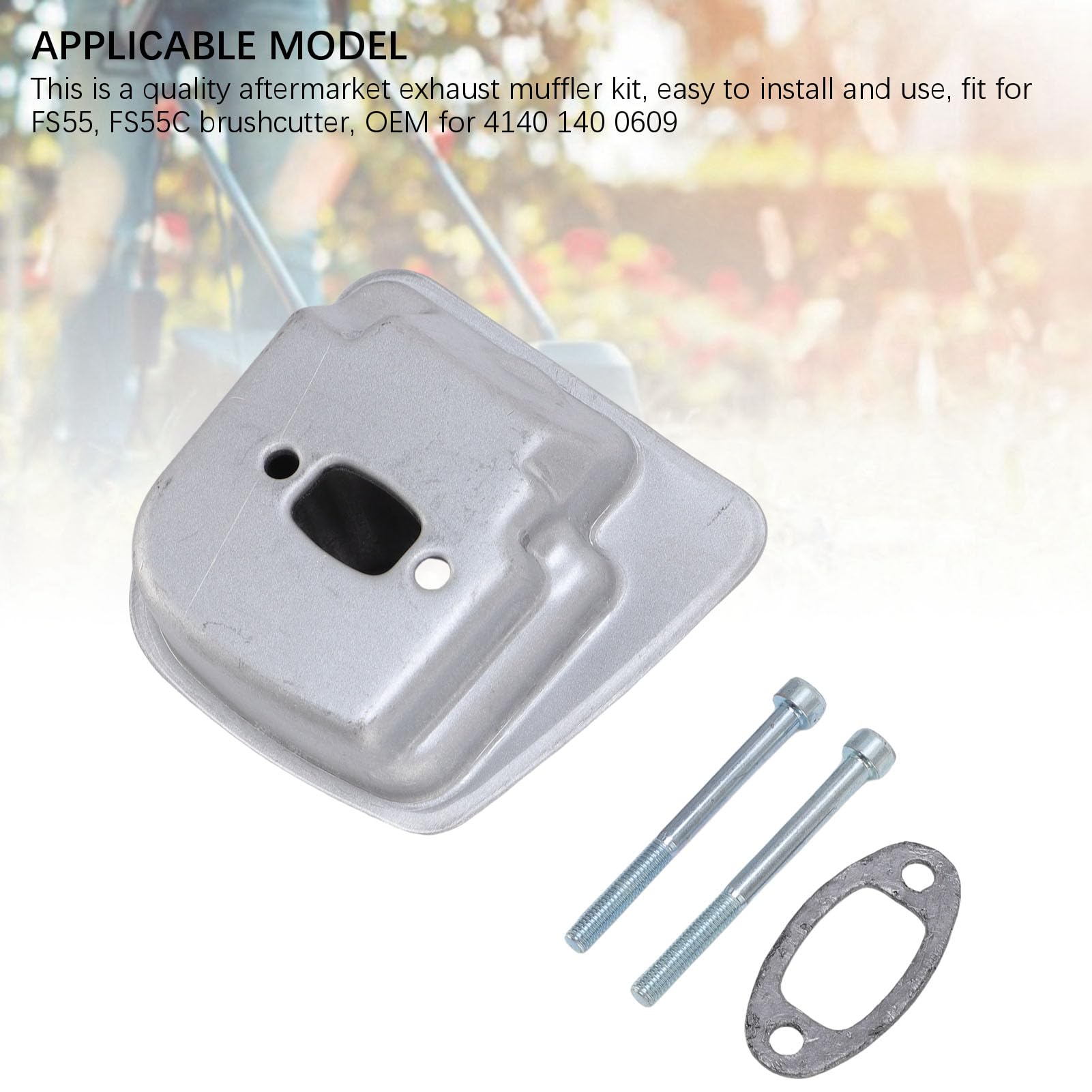 Pinselcutter Auspuff Kit Muffler Austausch für FS55 FS55C 4140 140 0609 Mit Geräuschreduzierung Einfache Installation für Benzinmotorgeräte
