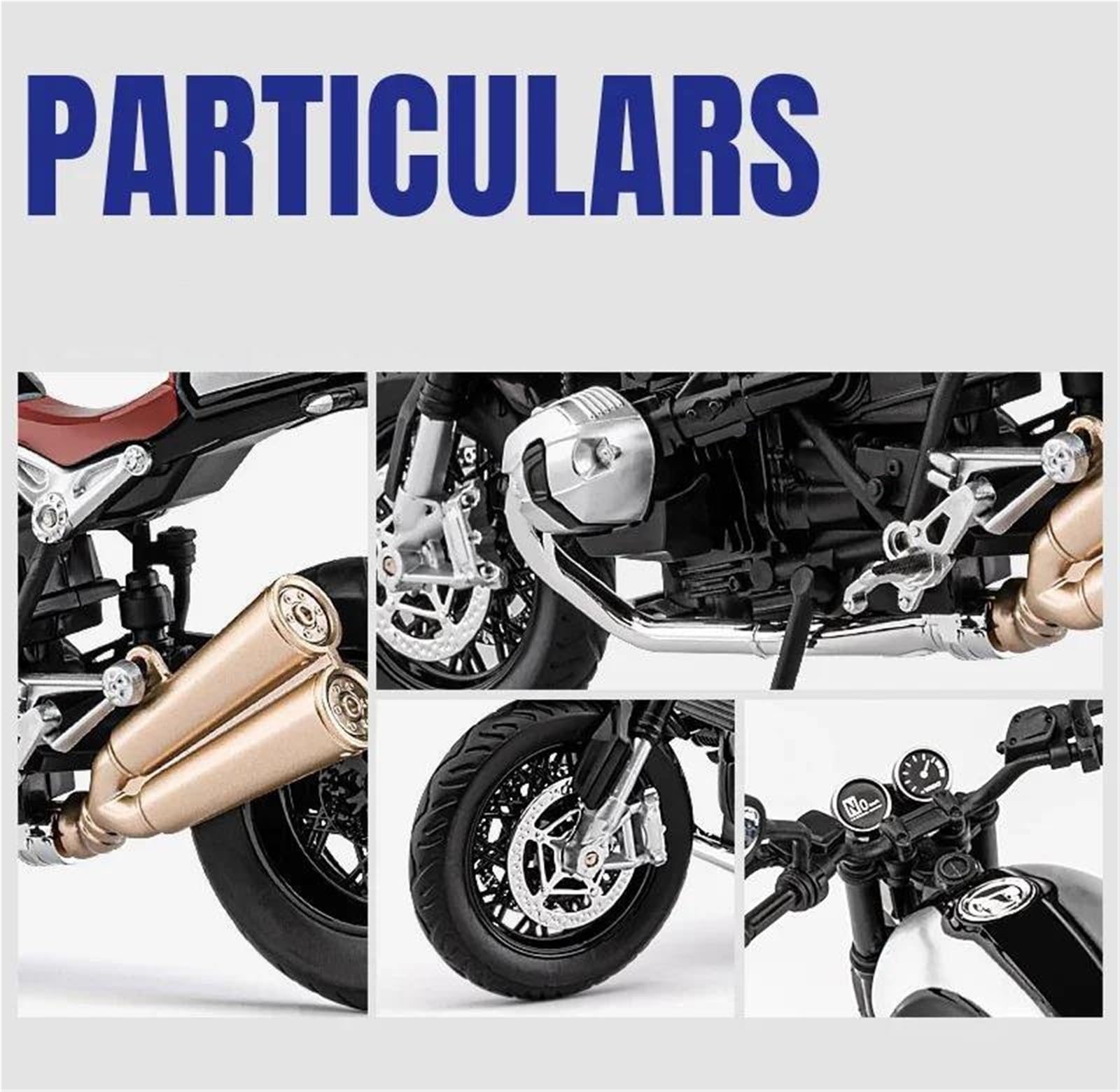 Modelo de Juguete Moto De Juguete con Sonido Y Luz, Metal Fundido A Presión A Escala 1/12, Modelo En Miniatura, Regalo Colección para BMW R Nine T(Silver)
