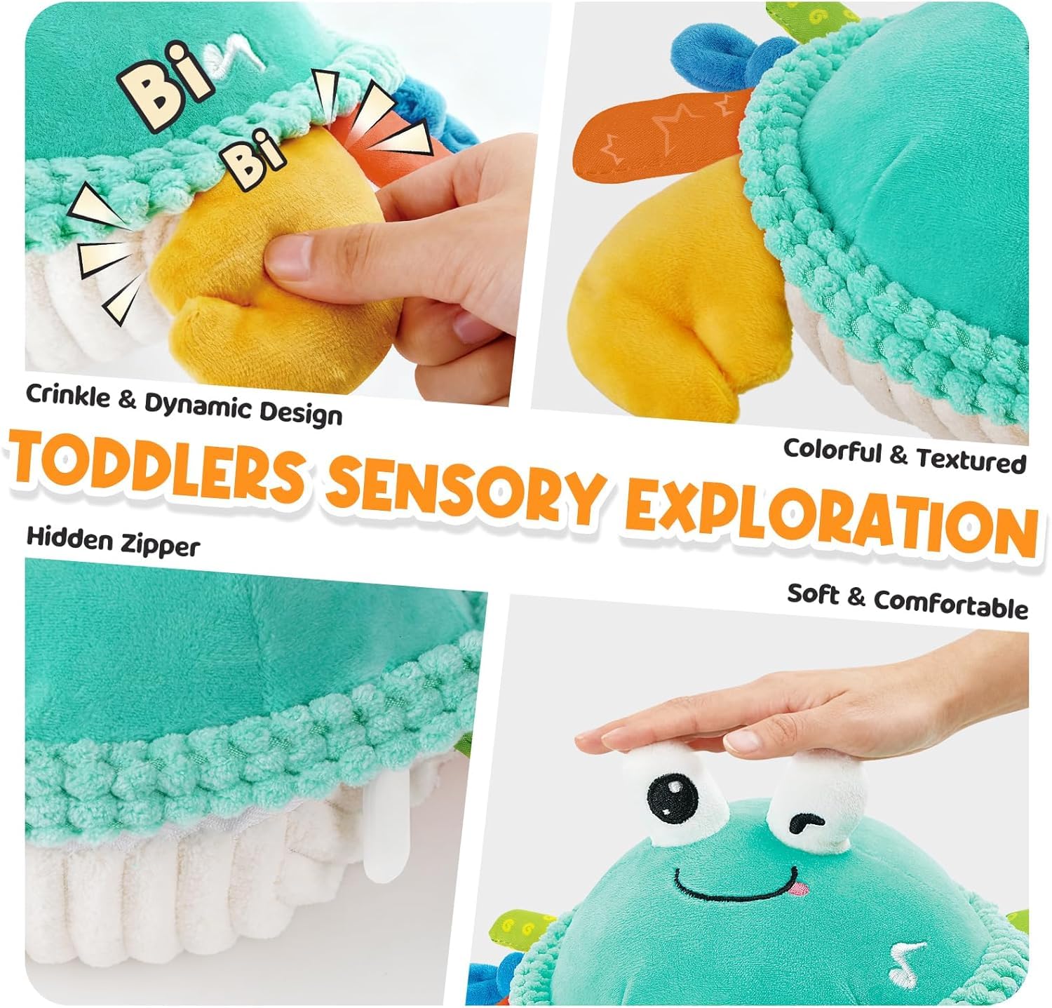Granchio giocattolo per bambini da 6 a 18 mesi con funzione di ballo e rimbalzo - Peluche musicale per gattonare - Giocattolo per bambini a partire da 6 mesi per imparare a gattonare - Regalo