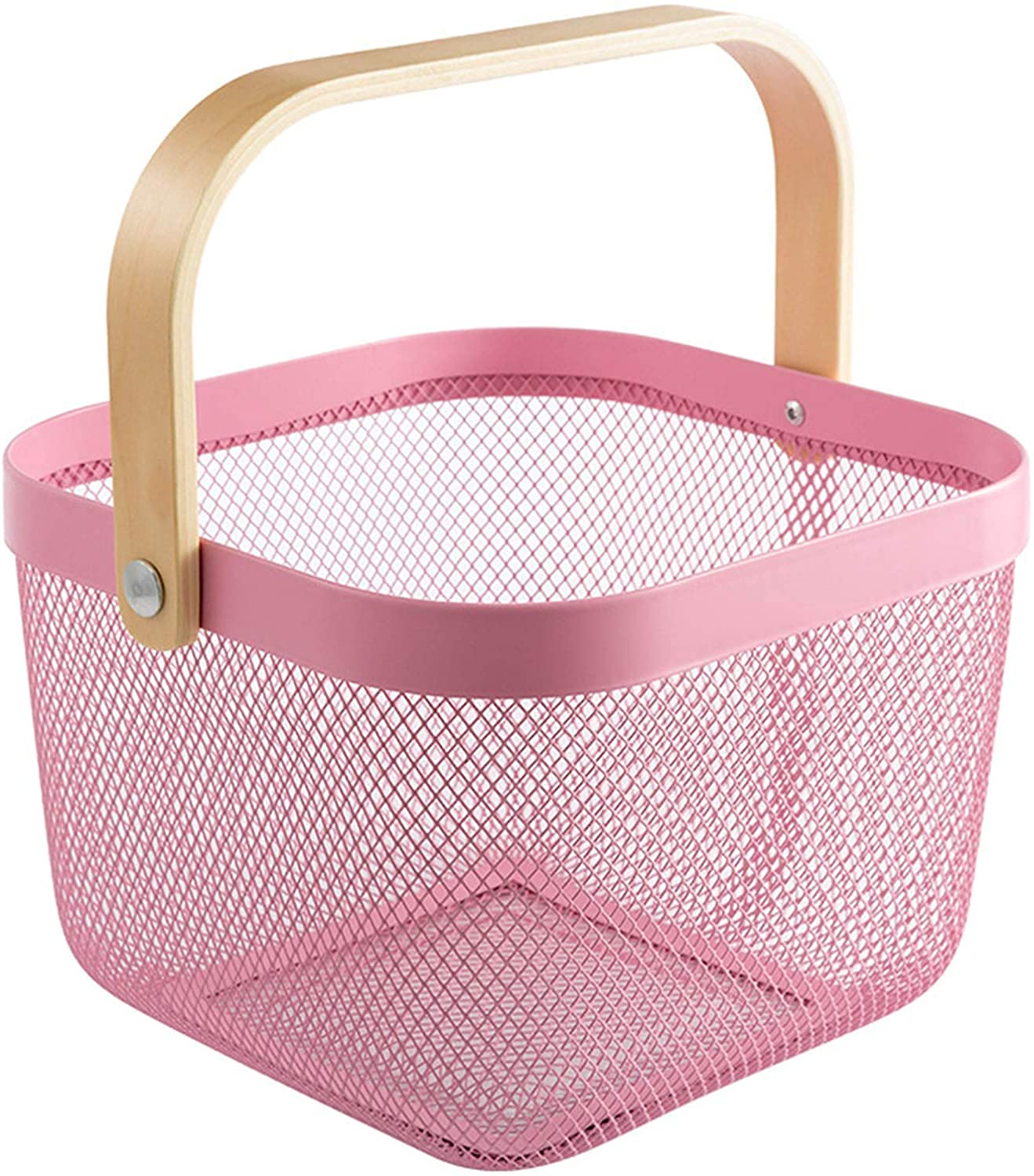UN YOUBAMI Metal Mesh Steel Storage Organizer Basket, Pink