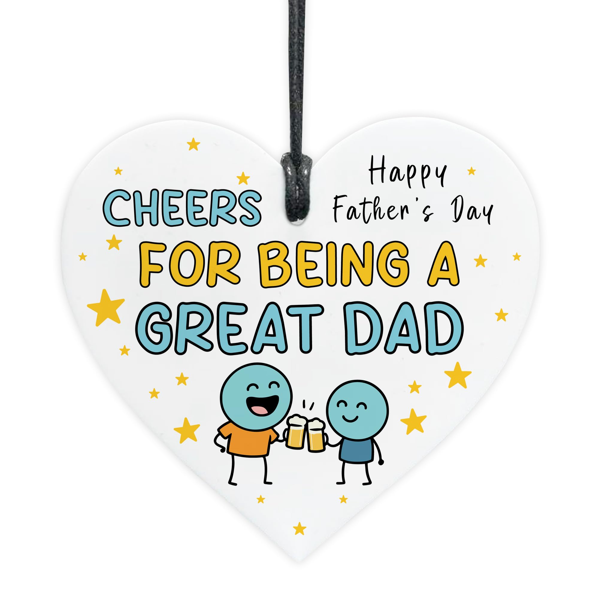 Red Ocean Cheers For Being A Great Dad Funny From Daughter Son Acrylic Hanging Heart Gift For Dad Father Him Keepsake