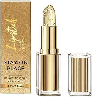 EONFAVE Colour Changing Lipstick with Gold Flakes, pH Adaptive Lipstick, Moisturizing Lip Care with Color Changing Effect, Shiny Finish, Color Changing Lip Balm 3.5g