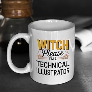 Halloween Technical Illustrator Mug – Witch Please. I’m A Technical Illustrator – 11oz/15oz White Ceramic Coffee Cup, Double-Sided Print, Microwave & Dishwasher Safe