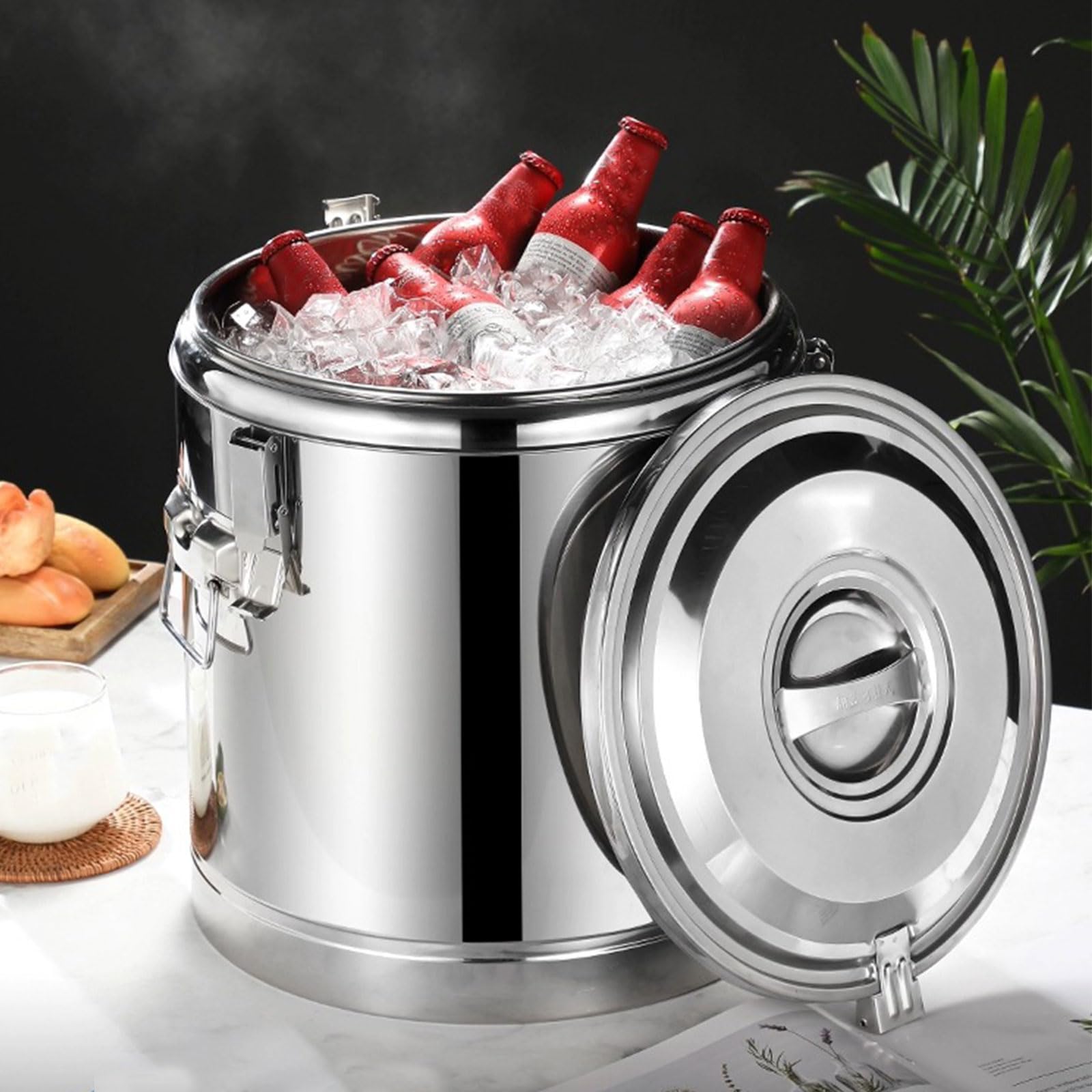 Cubo de aislamiento térmico y frío, barril aislado de acero inoxidable con grifo, tanque de almacenamiento de líquidos, cubo de sopa para restaurante, cafetería, hotel, 40 litros