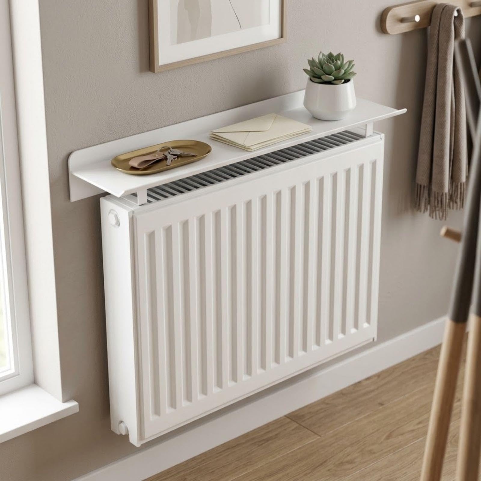 Étagère de Radiateur Sans Perçage 100cm Aluminium Blanc