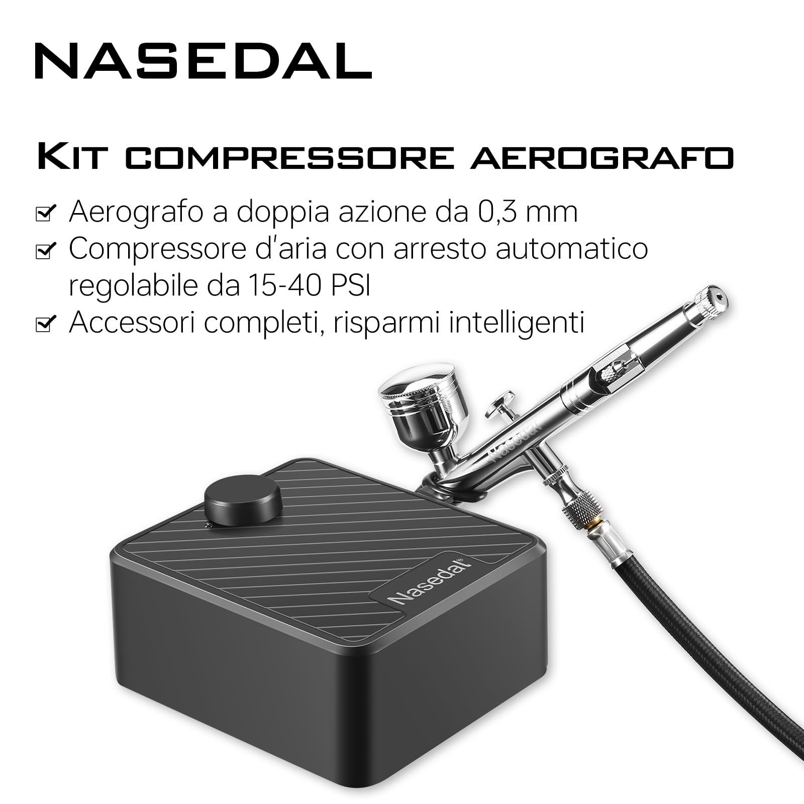 Upgraded Dual-Action Airbrush kit with 40PSI Air Compressor Air Brush Model Paint for Car Nail Makeup Cake Decoration Art Drawing Craft Tattoo