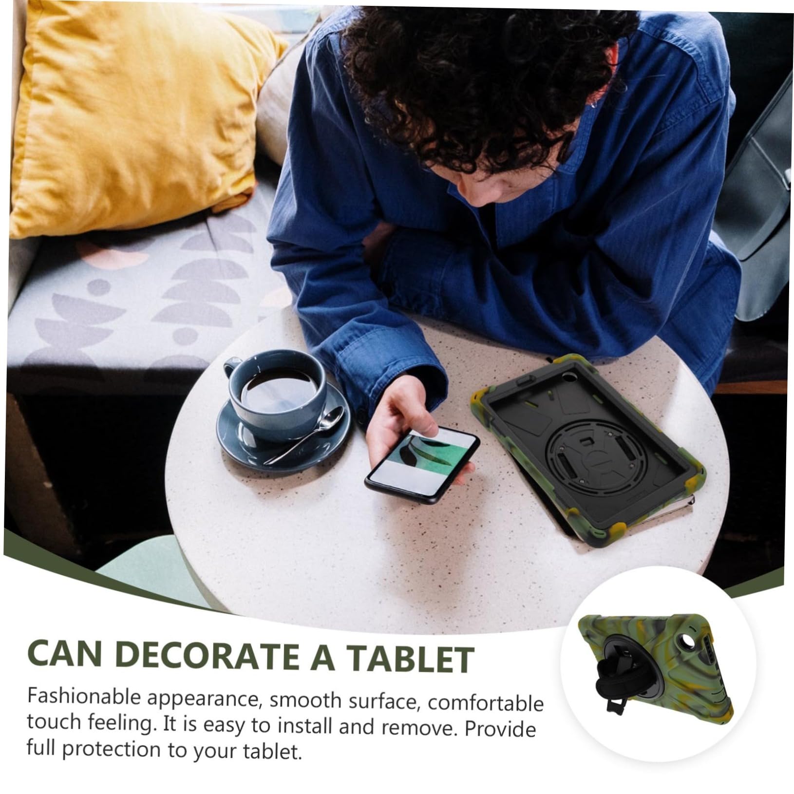 SHINEOFI Funda para Tablet Tab con Soporte Giratorio Pc Estuche Protector De Silicona Antigolpes y Resistente Al Polvo Funda Ligera Camuflaje