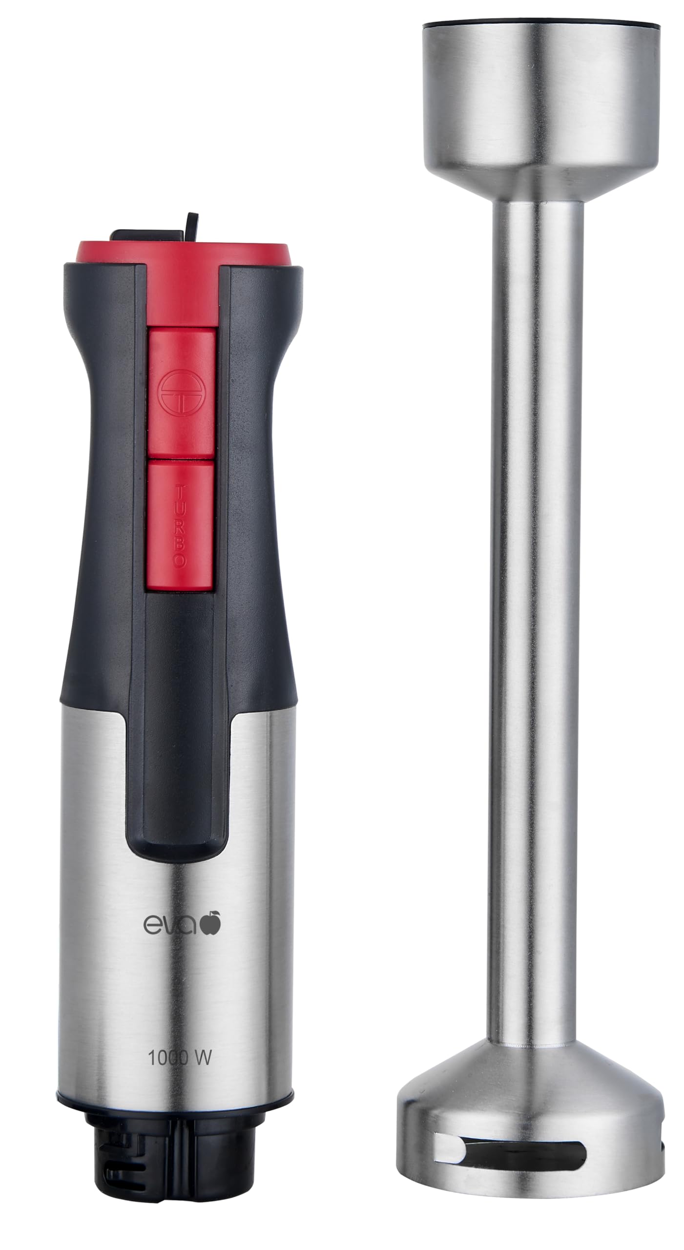 Frullatore a immersione Eva PRO HB9103 - Black & Red Hand Blender - Grigio/Nero/Rosso – Per uso domestico avanzato e semi-professionale – 1000–1200 W – Lama in acciaio inox – Asta XL da 27 cm