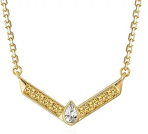 Fettero Dainty Gold Necklace for Women, 14K Gold Plated Cute Bar Pendant Choker Necklaces Simple Trendy Bar Necklaces Jewelry