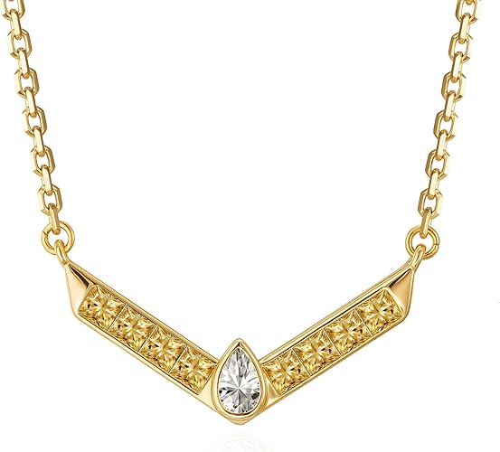 Fettero Dainty Gold Necklace for Women, 14K Gold Plated Cute Bar Pendant Choker Necklaces Simple Trendy Bar Necklaces Jewelry