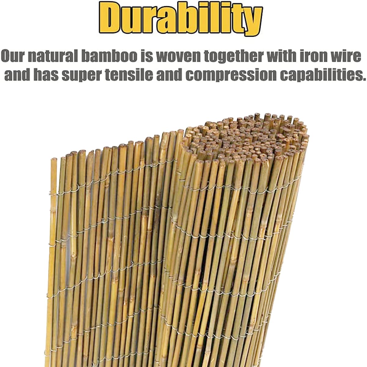 Jollybower 4ft x 8ft x 0.4" D Natural Bamboo Fence, Outdoor Rolled Bamboo Fencing, Decorative