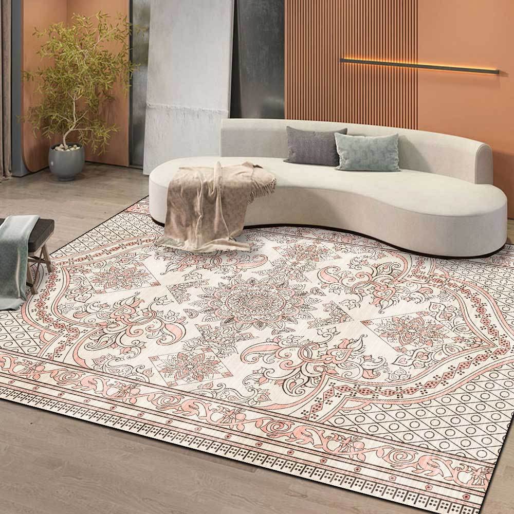 Tapis lavable antidérapant poils courts fini les glissades tapis beige rétro 120x180