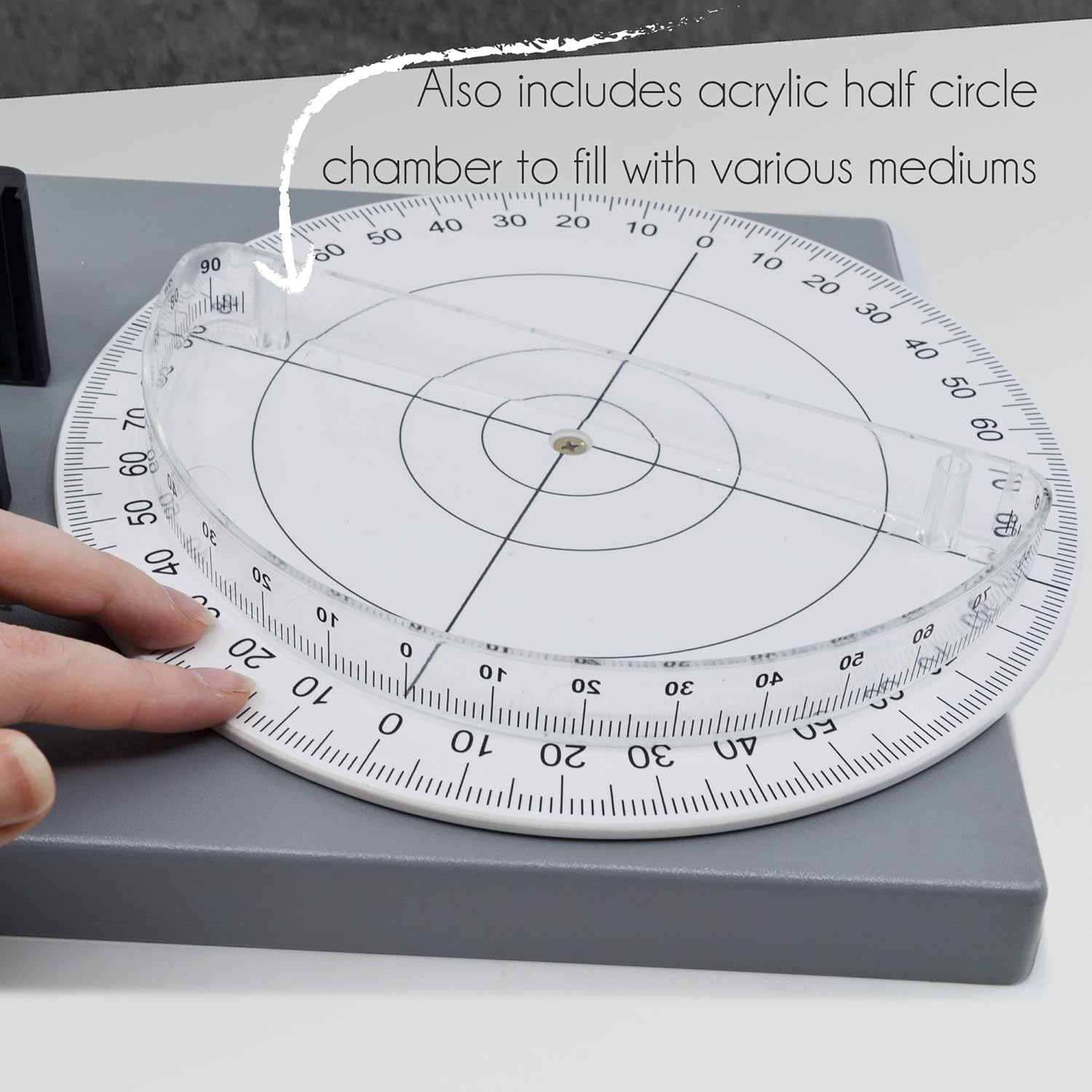 Eisco - Reflection and Refraction Apparatus Set - Study Wave Properties, Snell's Law, and Index of Refraction - Includes Light Source, Slit Attachments, and Acrylic Mediums for Classroom Use