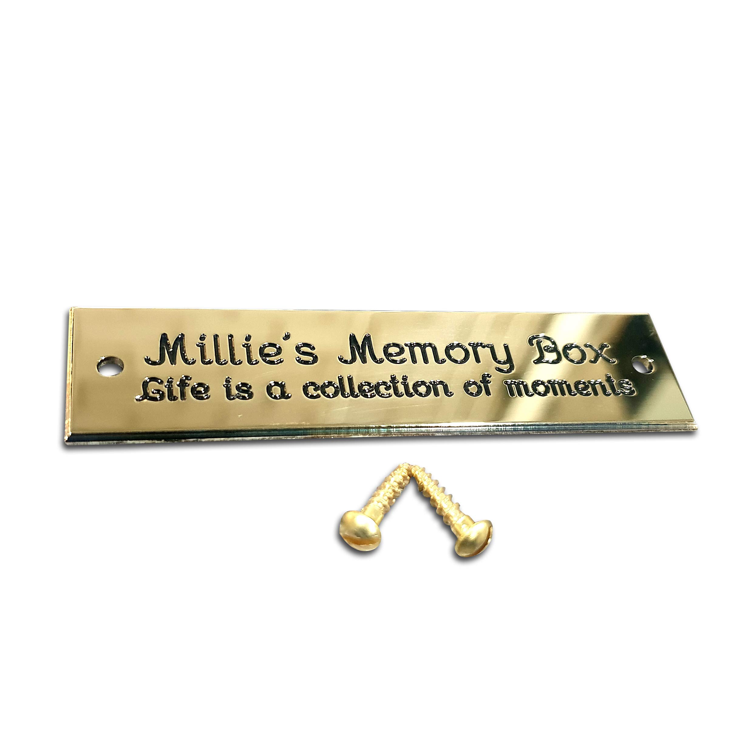 Rectangular solid brass engraved nameplate, Small 80mm x 20mm. Personalised engraved memorial plaque