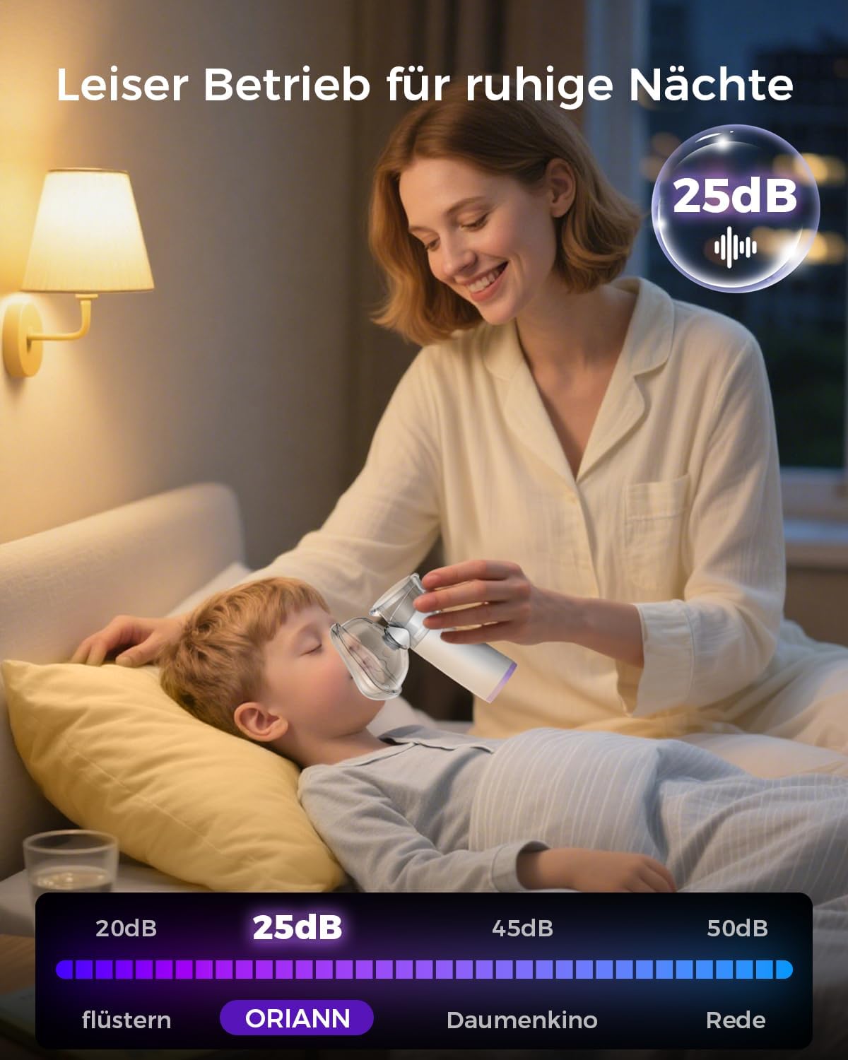 Inhalationsgerät für Erwachsene und Kinder,3 Nebelstufen, Selbstreinigung, Ergonomisches Design, Tragbare Elektrische inhaliergeräte für alle Altersgruppen (Purple) - 5