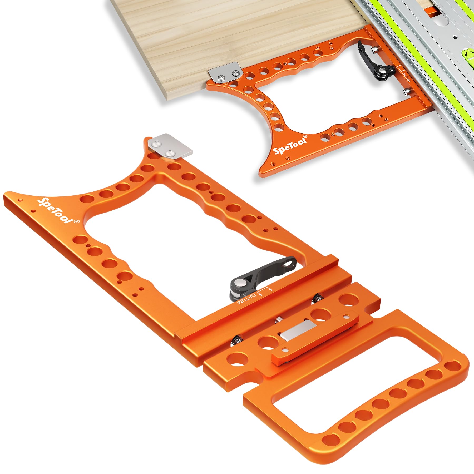 SpeTool Angolo di guida di precisione a 90° per tracksaws, precisione ±0,01°, blocco rapido e protezione binario, extra grande e spesso, compatibile con Festool, Makita, Milwaukee, Powertec, WEN