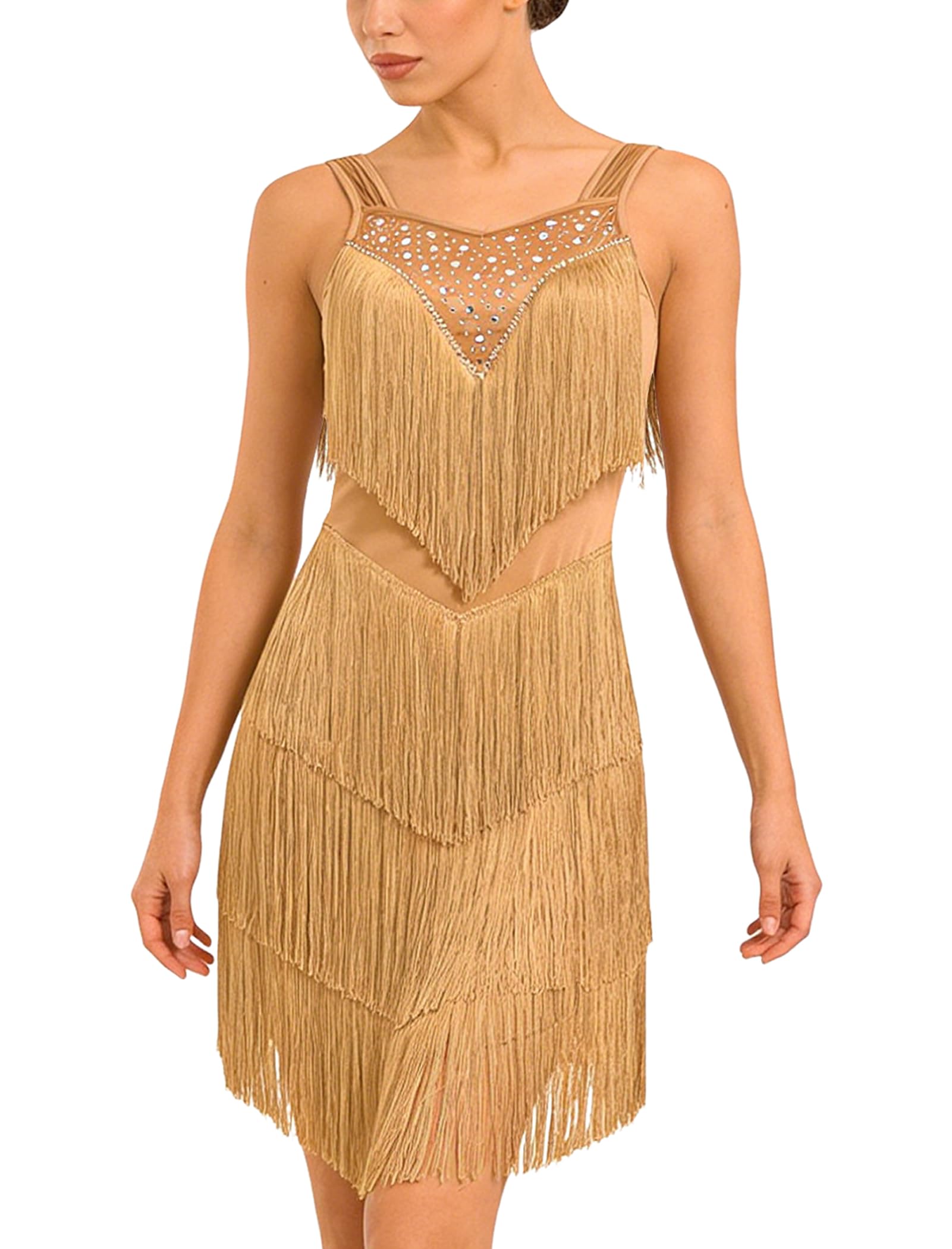 Strass, mehrlagiges Fransenkleid, Ballsaal, Latein-Tanzkleid für Damen, Quaste, Flapper, 1920er Jahre, Gatsby, Salsa, Tango, Tanzoutfit