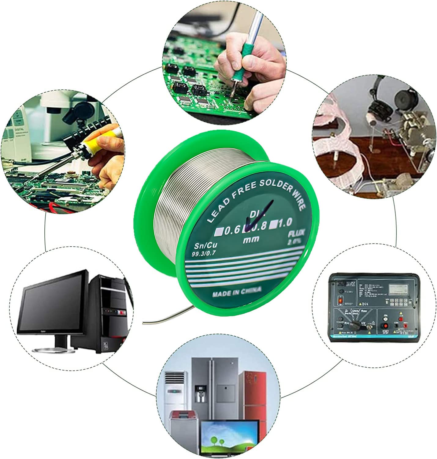 Stagno per saldatura, 0.8 mm, stagno per saldatura con flusso, filo per saldatura da 20 g, per la riparazione e il fai da te di componenti elettronici per saldatura elettrica