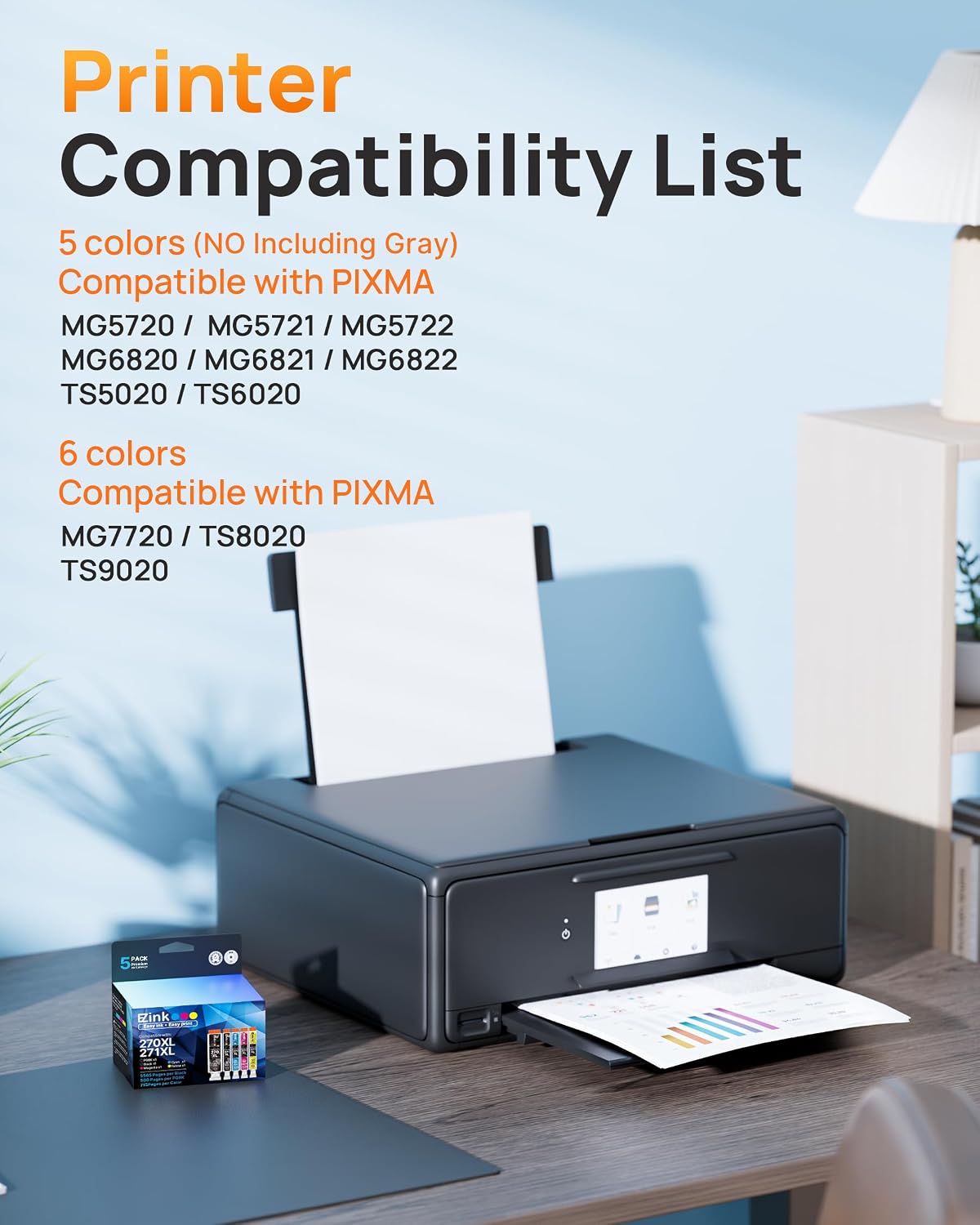 E-Z Ink Compatible for Canon PGI-270XL CLI-271XL 270XL 271XL Ink,5 Pack image 2