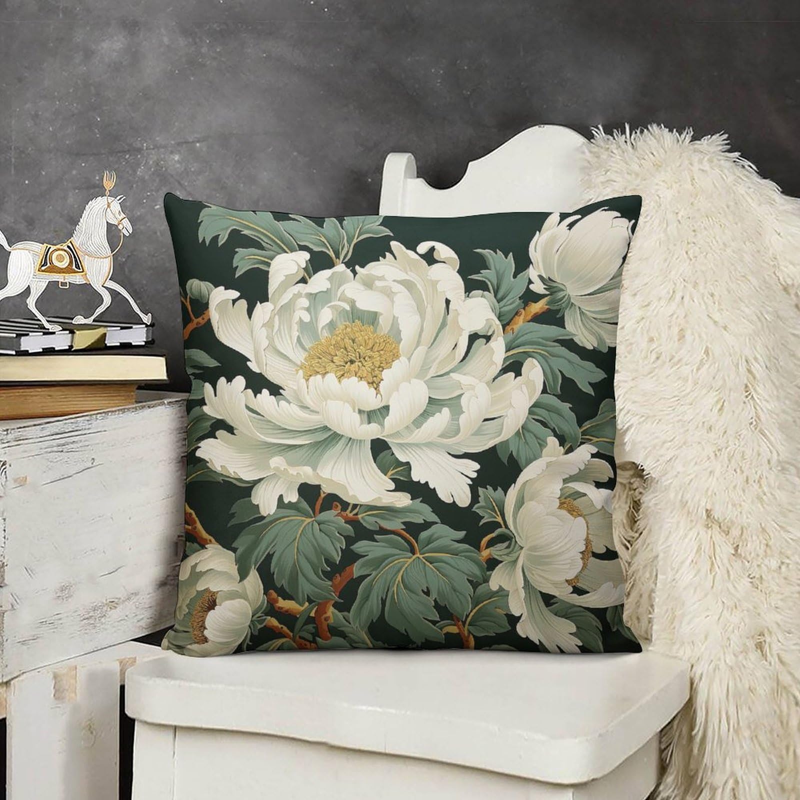 Robins Egg Green And White Floral Cushion Cover White Chinoiserie
