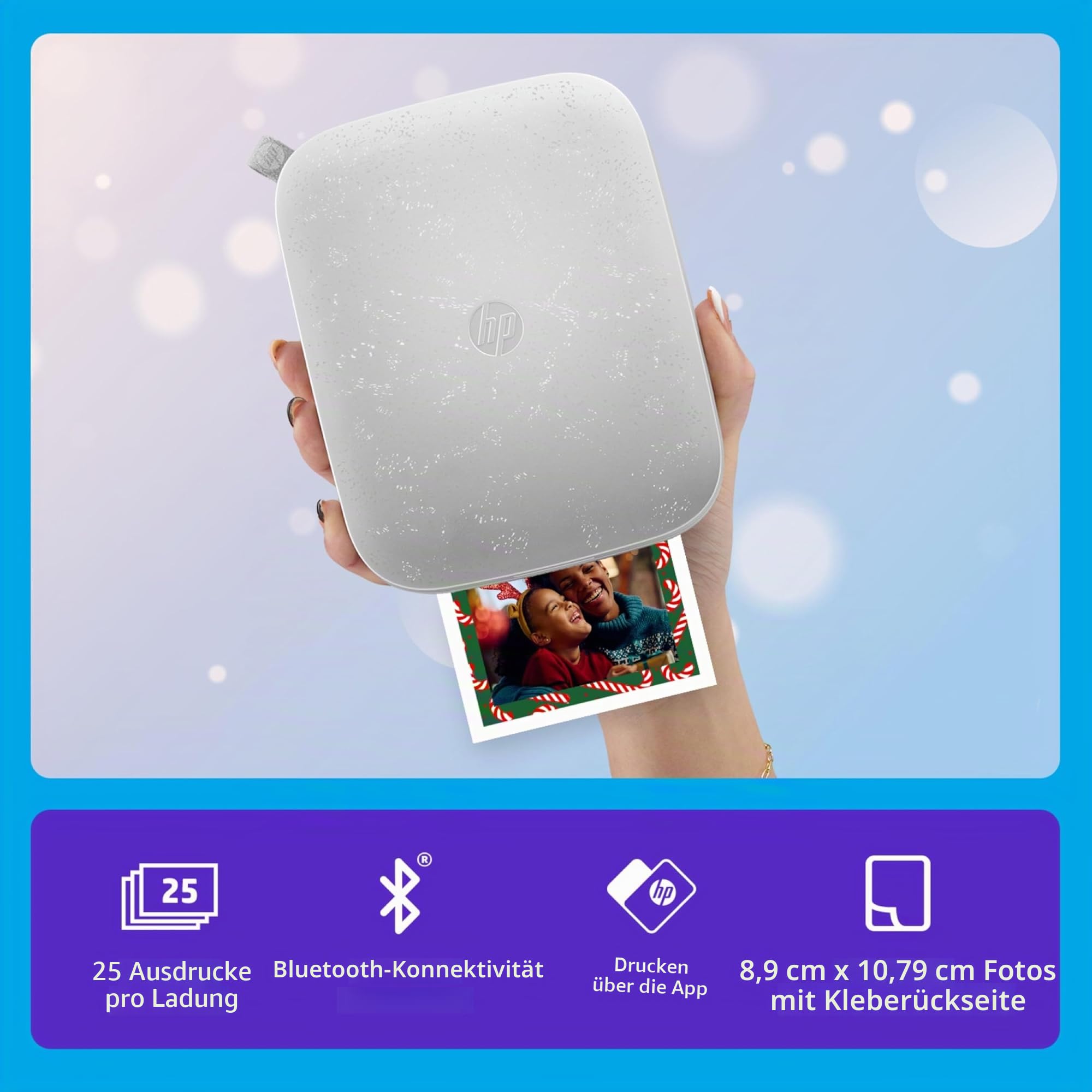 HP Sprocket Sofortbild-Fotodrucker, 7,6 x 10,2 cm, Zinkpapier, 50 Stück