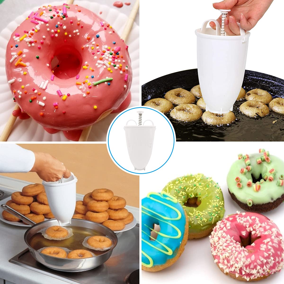 Molde de donuts, 2pcs Portátil de Máquinas de Donuts de Plástico DIY para Donuts Herramienta de Cocina Manual