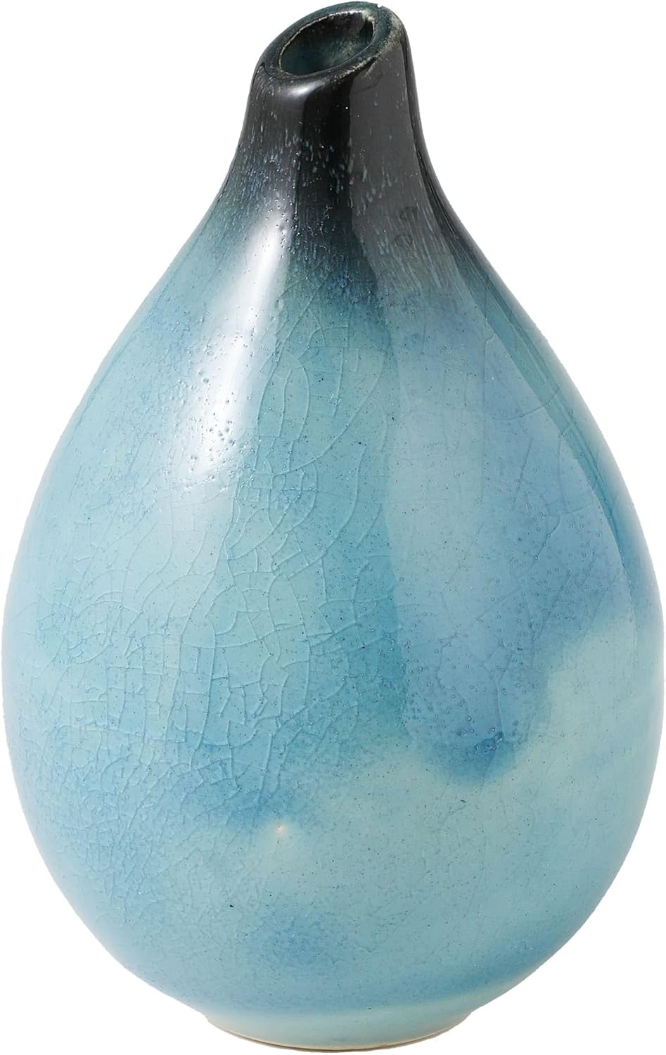 Wazakura Minoyaki Ceramic Small Ikebana Flower Bud Vase Made in Japan, Handpainted Floral Arrangement Pottery Supplies - Drop Shaped SkyBlue Vase
