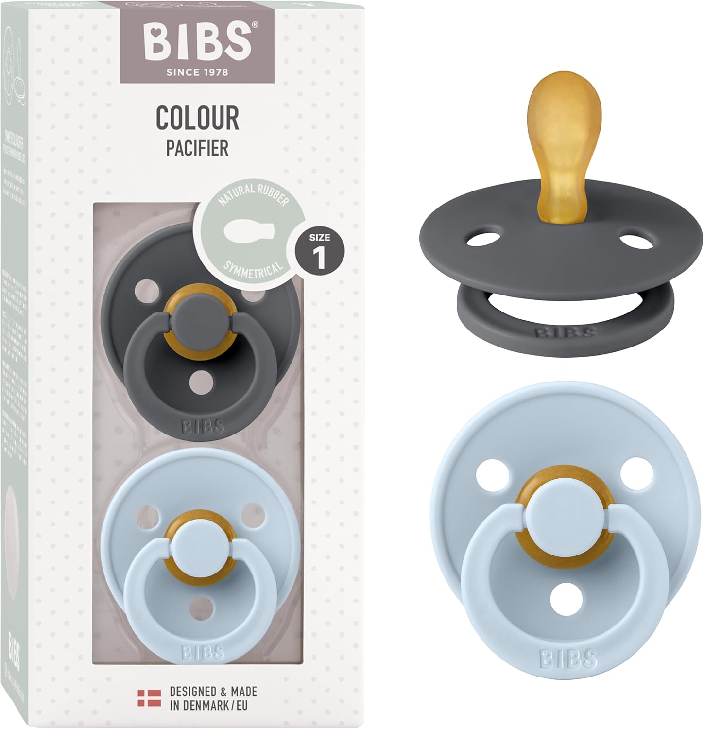 BIBS Colour Symmetrical Soother 2Pack, BPA Free Dummy Pacifier